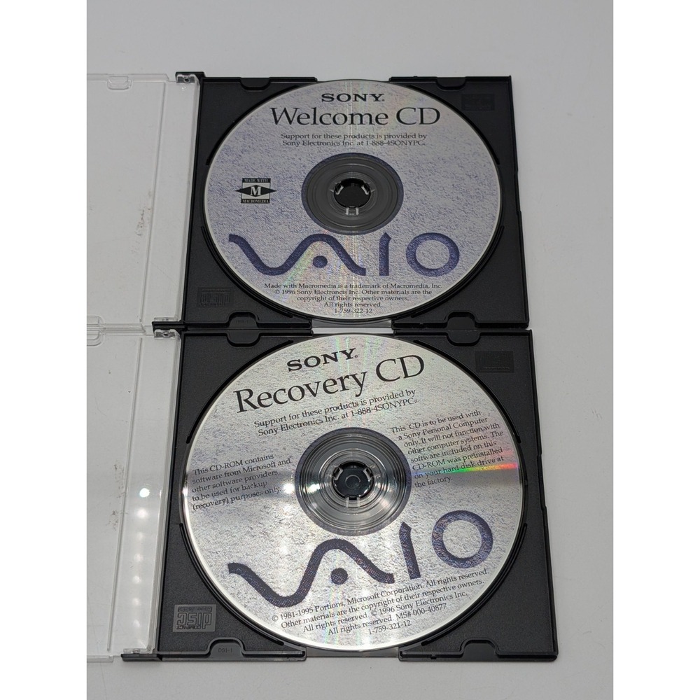 Sony Vaio Recovery & Welcome CD Vintagr Software PC CD ROM